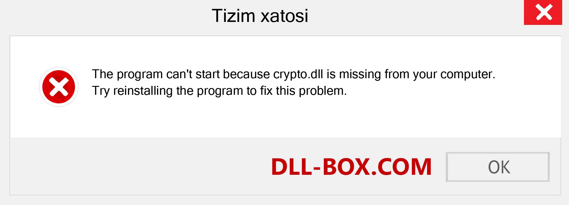 crypto.dll fayli yo'qolganmi?. Windows 7, 8, 10 uchun yuklab olish - Windowsda crypto dll etishmayotgan xatoni tuzating, rasmlar, rasmlar